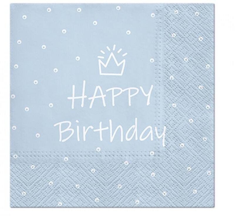 Popierinės servetėlės HAPPY BIRTHDAY LIGHT BLUE