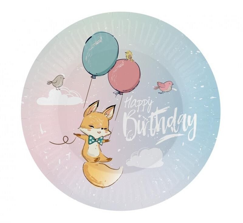 Popierinės lėkštutės HAPPY BIRTHDAY FOX
