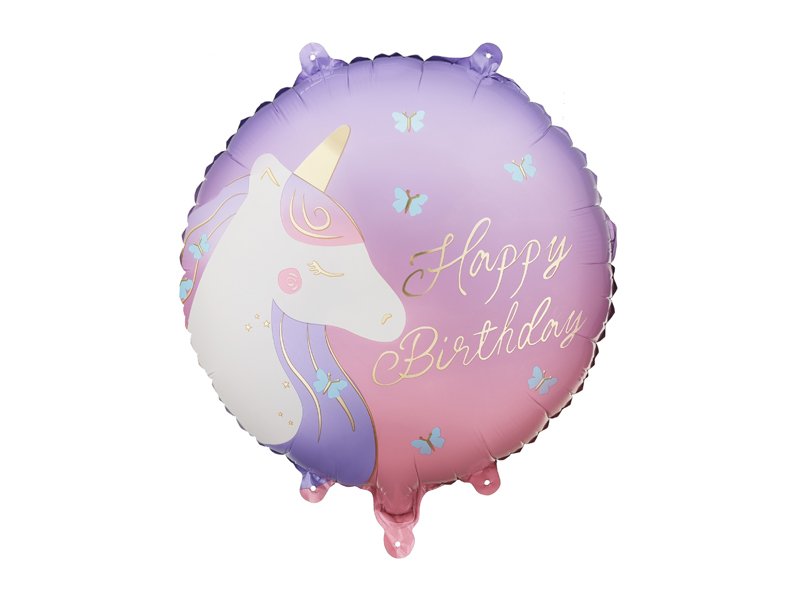 Folinis balionas HAPPY BIRTHDAY WITH UNICORN 35x35 cm