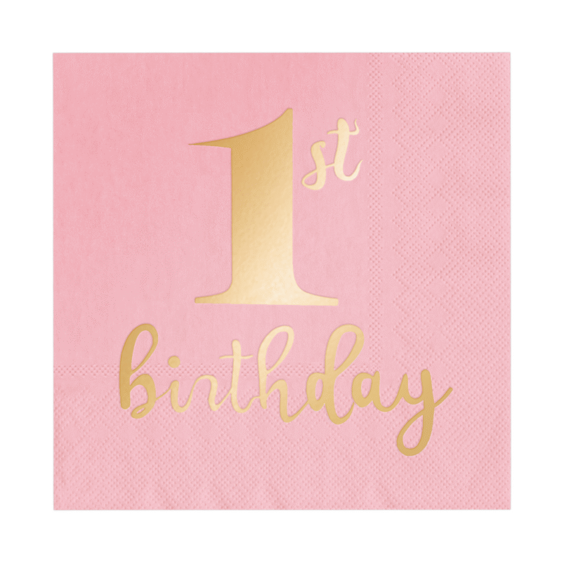 Popierinės servetėlės 1ST BIRTHDAY PINK