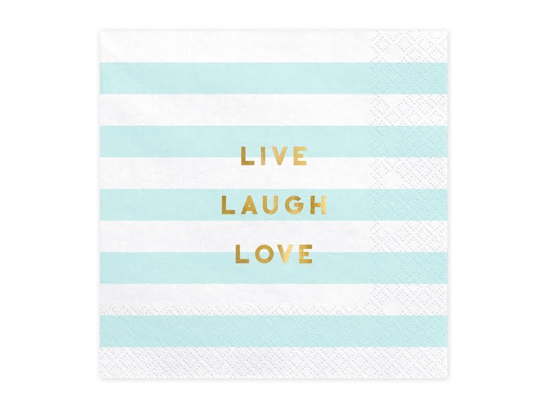 Popierinės servetėlės YUMMY LIVE LAUGH LOVE LIGHT BLUE