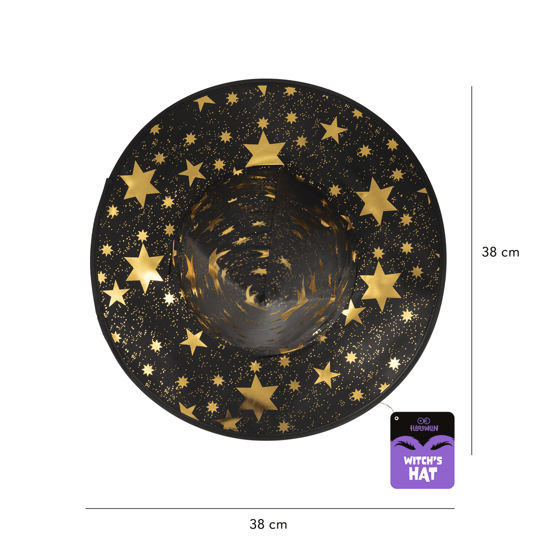 Raganos kepurė STARS BLACK & GOLD