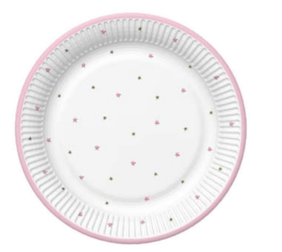 Popierinės lėkštutės  PINK WITH STARS