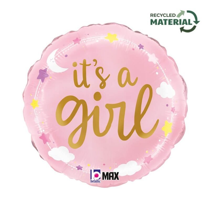 Folinis balionas R18 IT'S A GIRL STARS & CLOUDS