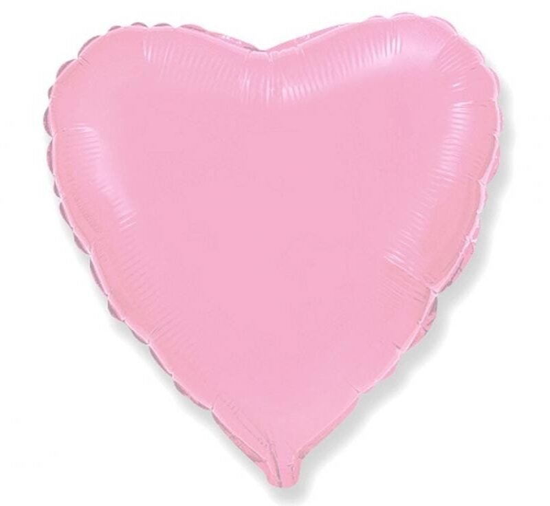 Folinis balionas HEART DELICATE PINK nepakuotas