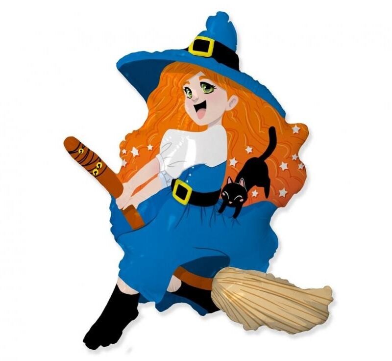 Folinis balionas  WITCH ON A BROOM nepakuotas