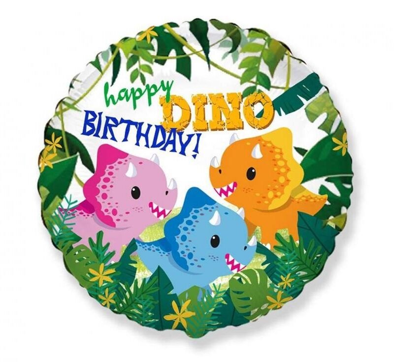 Folinis balionas HAPPY BIRTHDAY DINO nepakuotas