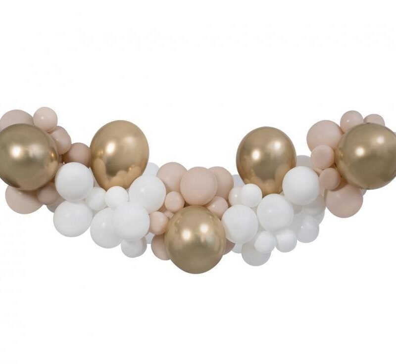 DIY balionų rinkinys WHITE CHAMPAGNE LATTE