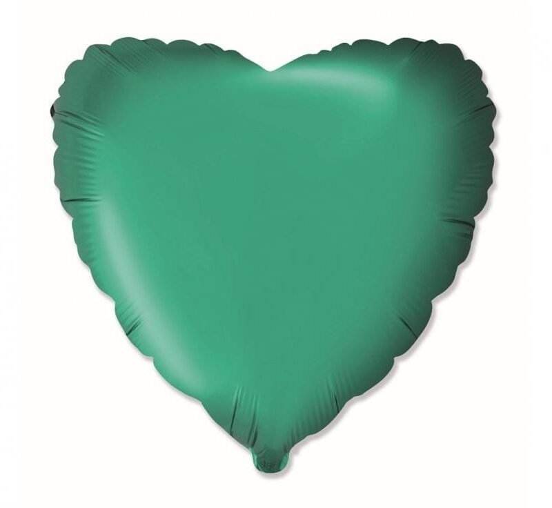 Folinis balionas HEART SATIN GREEN nepakuotas