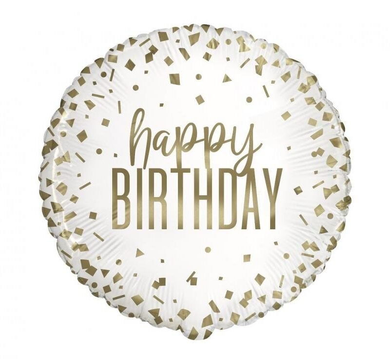 Folinis balionas HAPPY BIRTHDAY CONFETTI GOLD