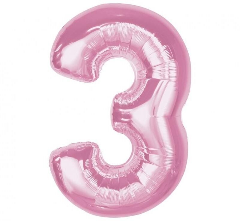 Folinis balionas 3 LIGHT PINK, 92cm.