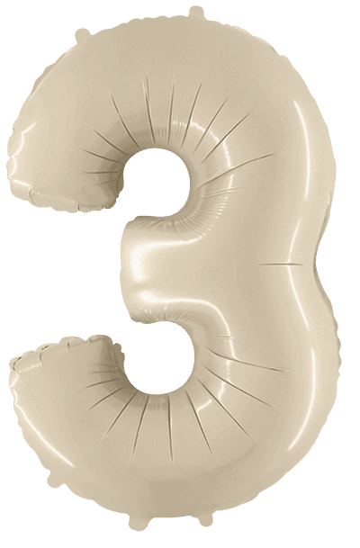 Folinis balionas 3 SATIN CREAM, 102cm.