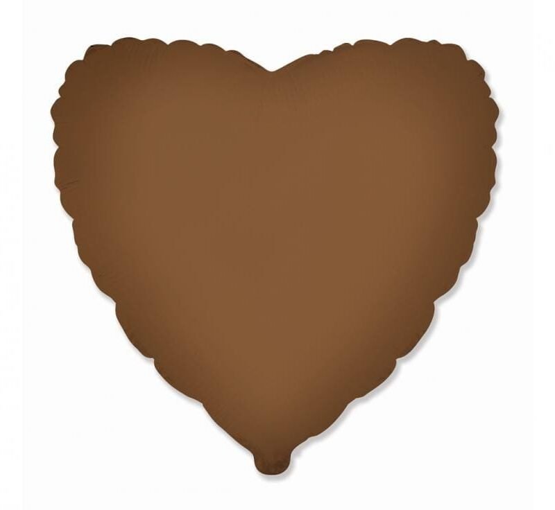 Folinis balionas HEART MATTE CHOCO BROWN nepakuotas