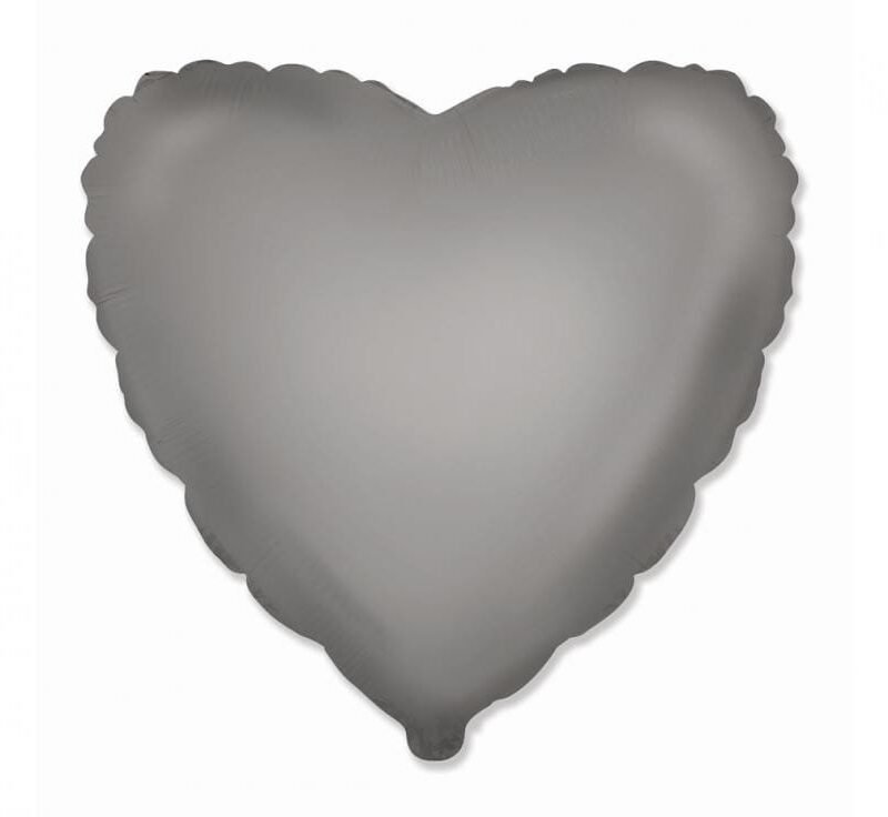 Folinis balionas HEART MATTE MOONLIGHT SILVER nepakuotas