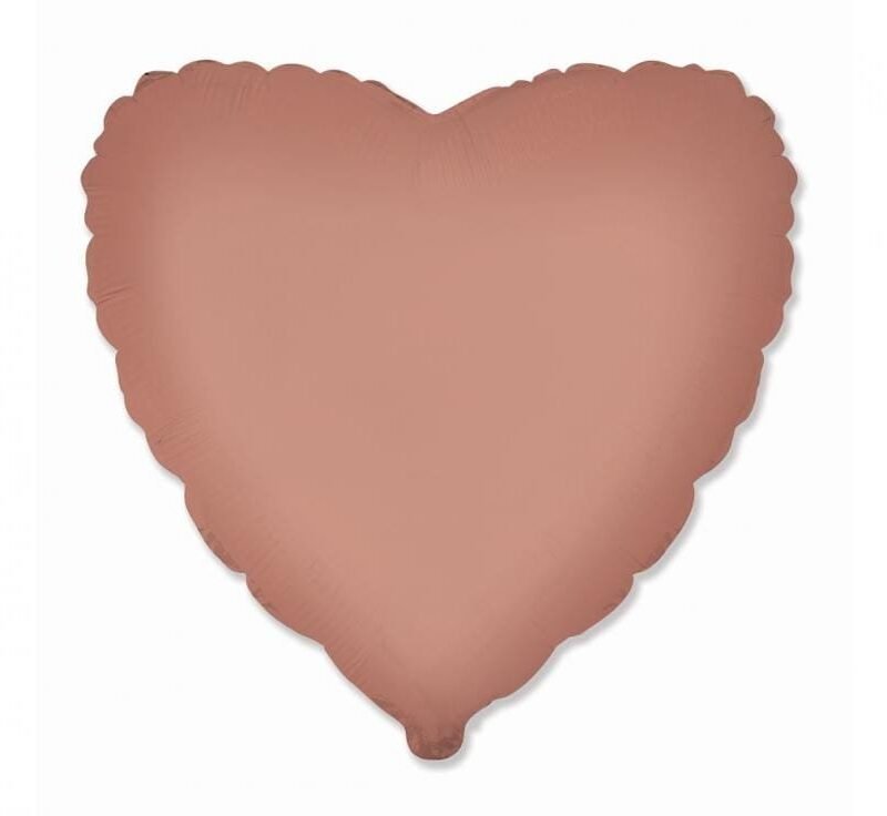 Folinis balionas HEART MATTE VINTAGE ROSE nepakuotas