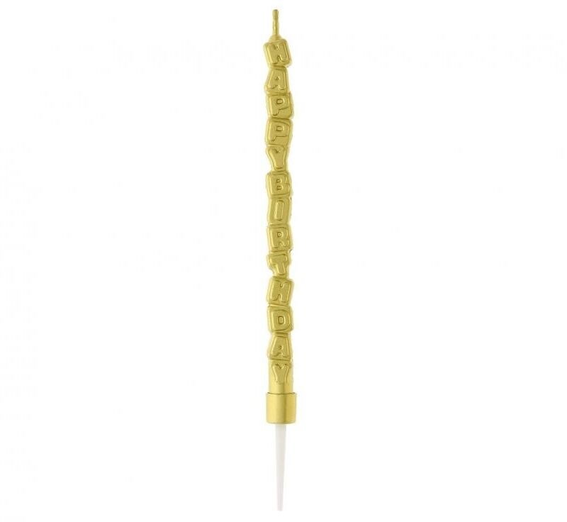 Gimtadienio žvakutė HAPPY BIRTHDAY METALLIC GOLD