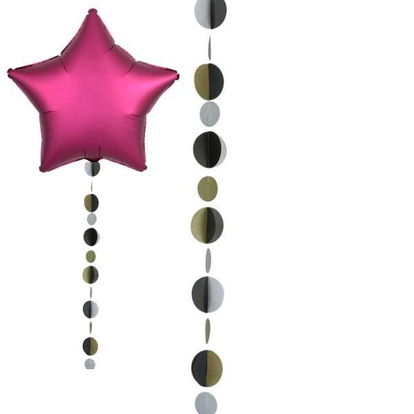 Balionų uodegėlės CIRCLE BLACK/SILVER/GOLD