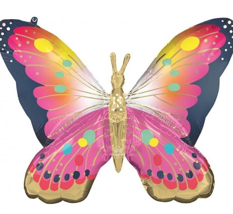 Folinis balionas VIBRANT PINK SATIN BUTTERFLY FLUTTERS