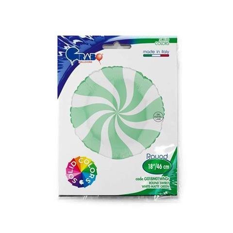 Folinis balionas ROUND SWIRLY WHITE/MATTE GREEN